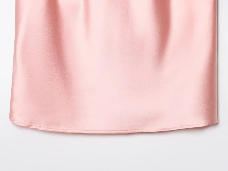 MUJER Women's Halter Satin Camisole Top — Off Shoulder Backless Summer Top