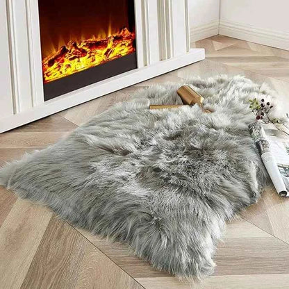 Soft Shaggy Faux Fur Rug Non-Slip Floor Mat 60x90CM Extra Thick Plush Bedroom Rug for Living Room Warm Carpet Machine Washable