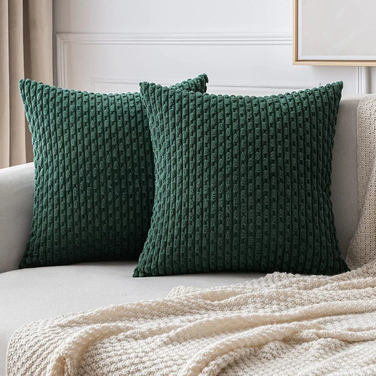 Burnt Orange Striped Corduroy Cushion Cover