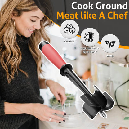 5-Blade Meat Chopper & Masher – Heavy Duty Non-Stick Ground Meat Tool for Burgers & Hash Browns