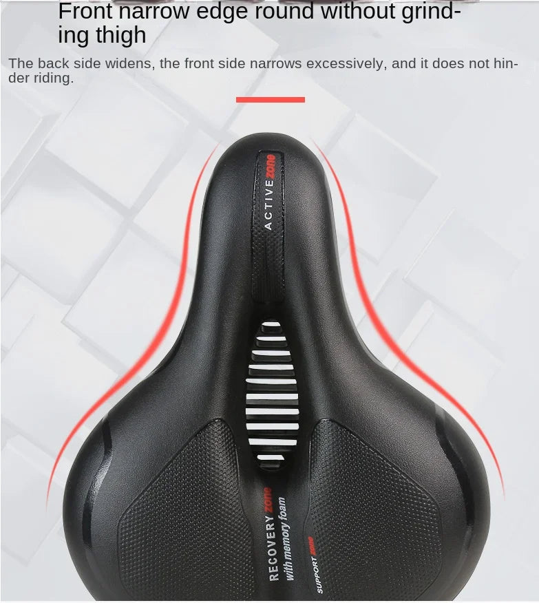 Hollow Breathable Bicycle Saddle Men Women MTB Road Bike Saddle Shock Absorbing Comfortable Big Butt Bike Seat Safety Warning