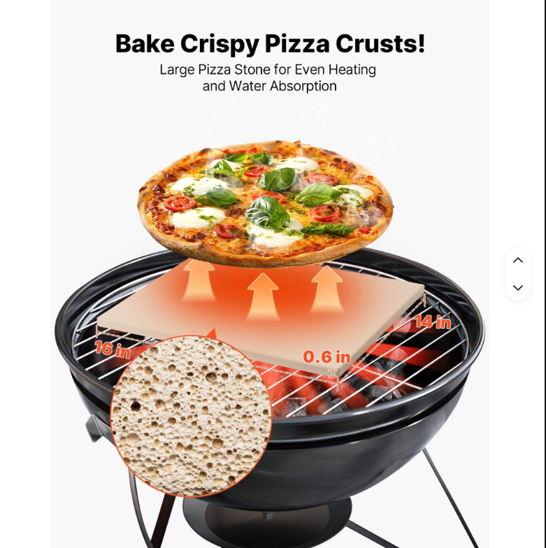 16 X 14 X 0.6 Inch Rectangular Cordierite Pizza Stone Large Baking Stone Scraper 1450Fahrenheit Heat Resistant for Oven Use