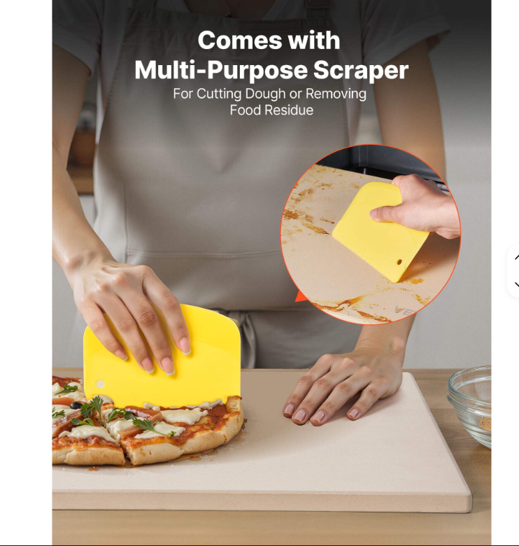 16 X 14 X 0.6 Inch Rectangular Cordierite Pizza Stone Large Baking Stone Scraper 1450Fahrenheit Heat Resistant for Oven Use