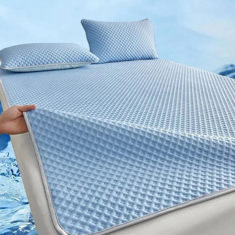 Summer Cooling Mattress Pad – Breathable Ice Silk Bed Mat, Washable & Skin-Friendly