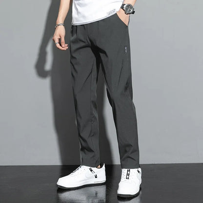 Men's Business Casual Straight Leg Sweatpants — Elastic Breathable Outdoor Pants