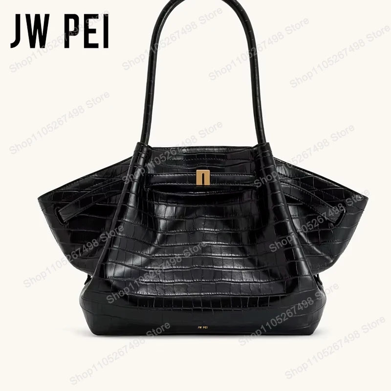 Minimalist Pebbled Leather Trapeze Tote, Top Handle