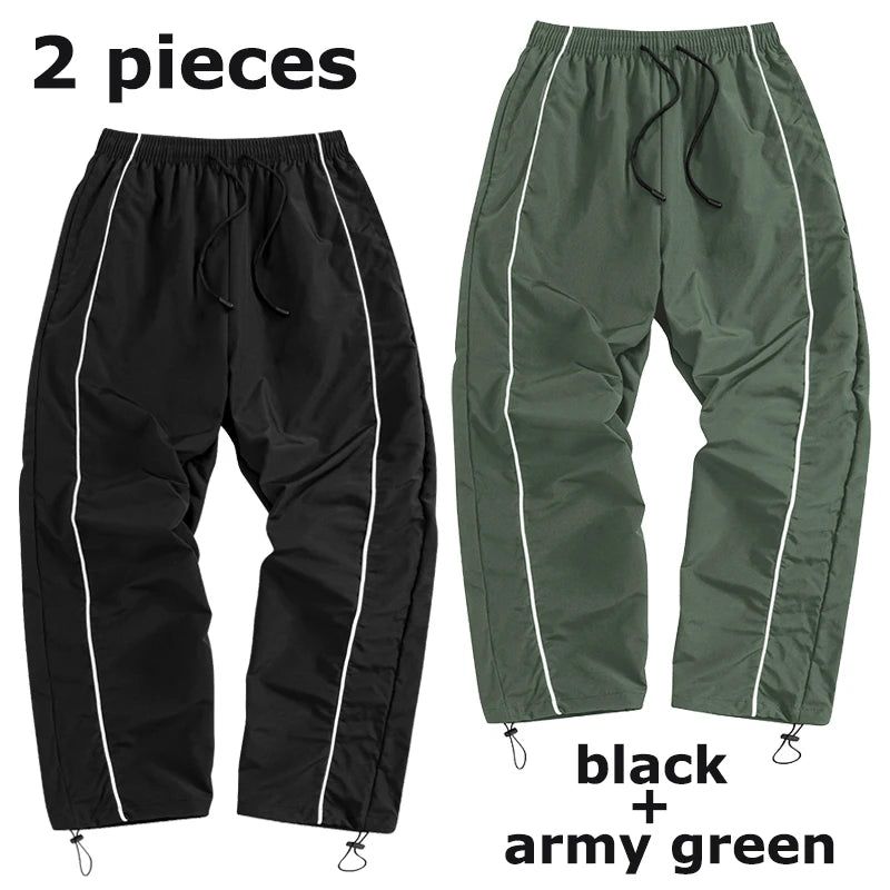 Men's Trendy Sporty Pants with Lines Gym Workout Running Trousers with Side Pockets Athletic Quick-Dry Breathable Sweatpants