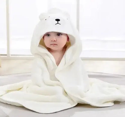 Gray Hooded Coral Fleece Bath Towel Blanket
