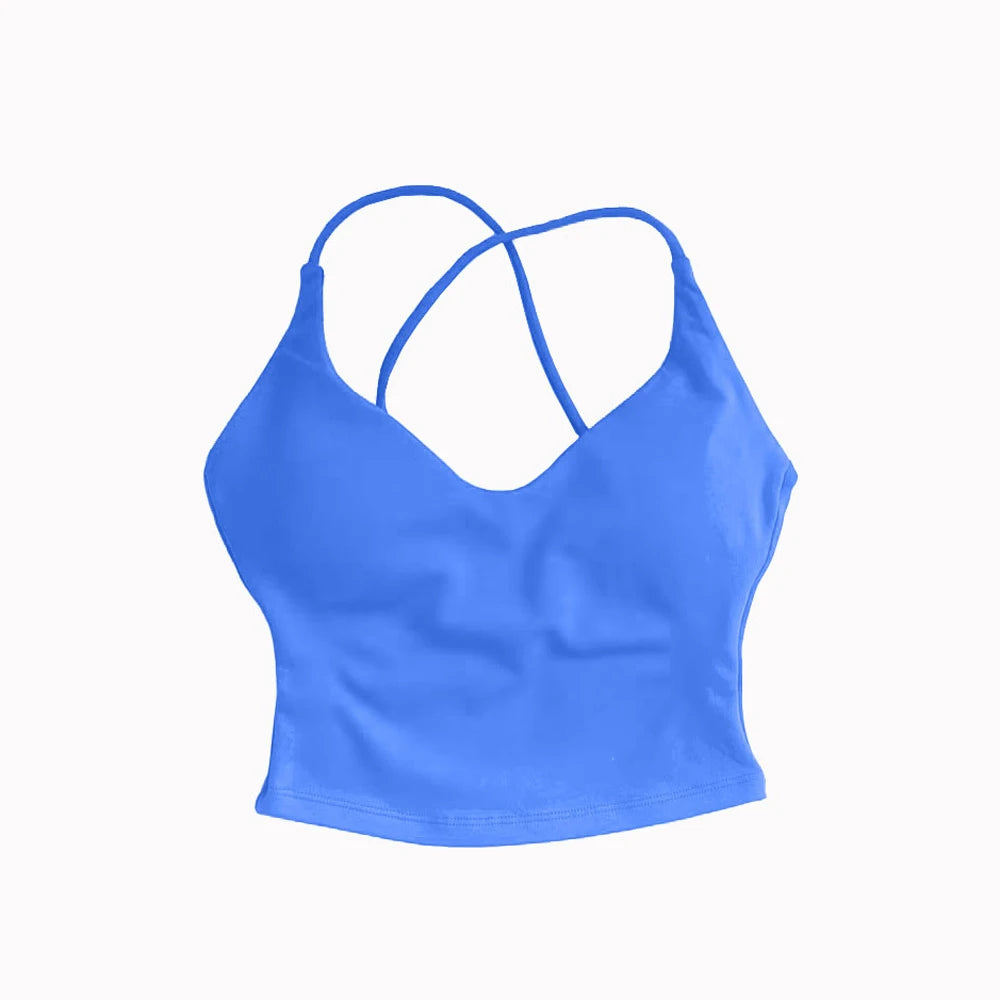 Dynamic Strappy Push-Up Fitness Tank Top — Back Cross Sports Bra