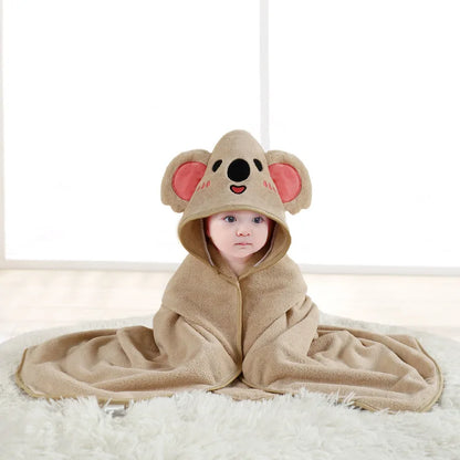 Gray Hooded Coral Fleece Bath Towel Blanket