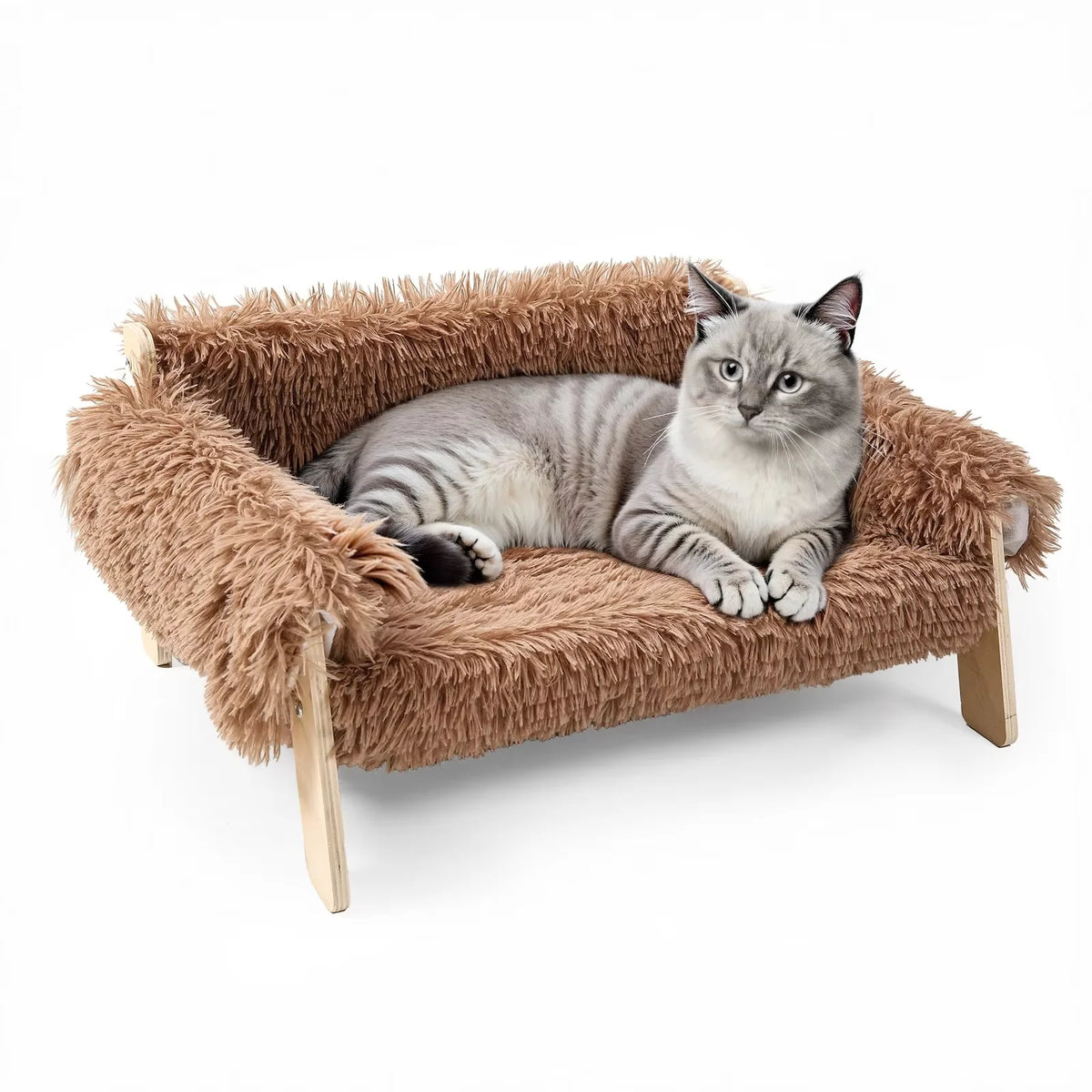 Large Cat Sofa Bed, Raised Design with Wooden Legs