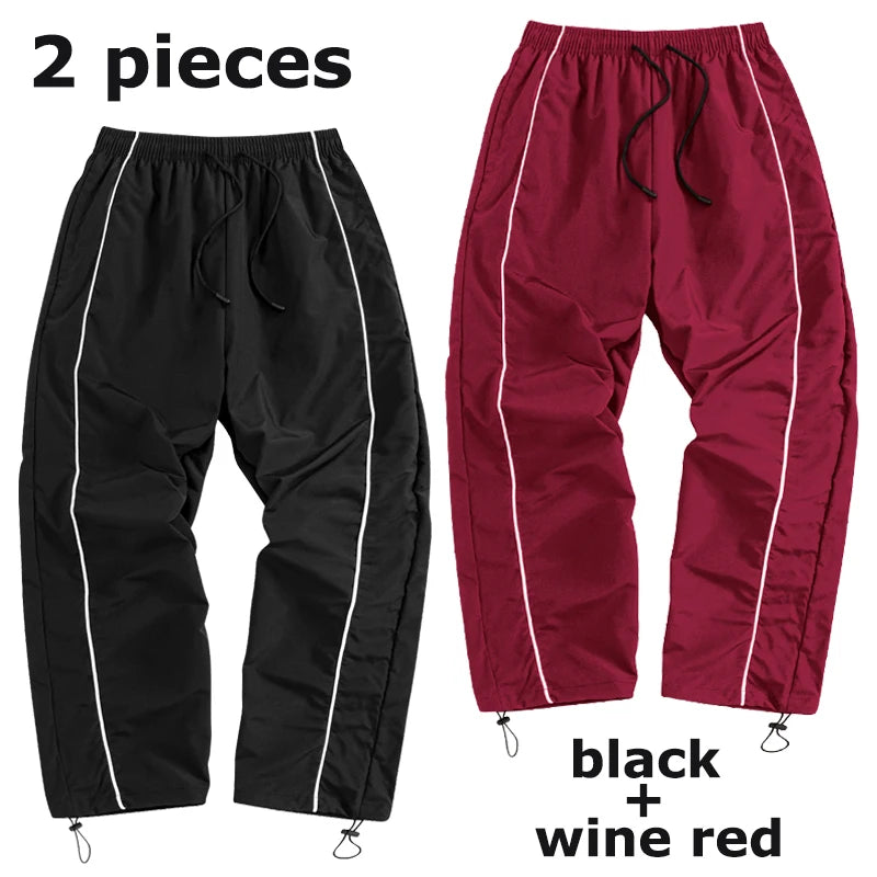 Men's Trendy Sporty Pants with Lines Gym Workout Running Trousers with Side Pockets Athletic Quick-Dry Breathable Sweatpants