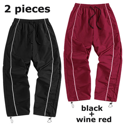Men's Trendy Sporty Pants with Lines Gym Workout Running Trousers with Side Pockets Athletic Quick-Dry Breathable Sweatpants