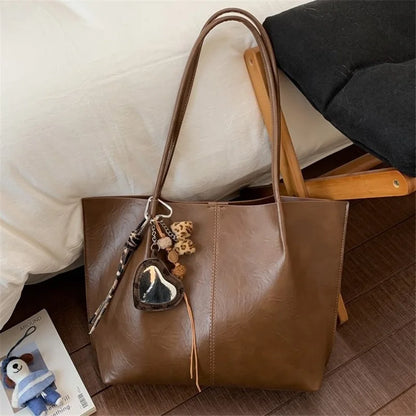 Khaki Wrinkled Faux Leather Tote, Fits 13-Inch Laptop