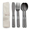 Tableware Set Stainless Steel Portable Cutlery Dinner Knife Fork Spoon 6-Piece Suit with Storage Bag for Travel Camping Flatware