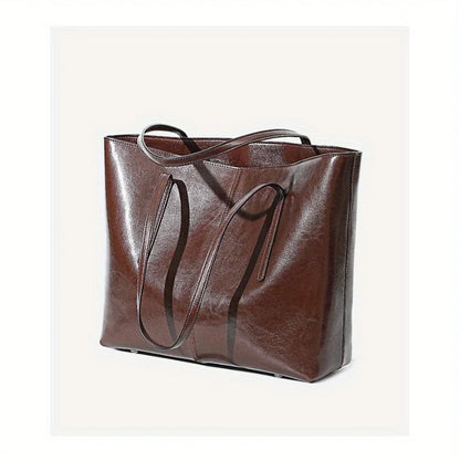 Red Cowhide Leather Tote Bag, Extra Large Capacity