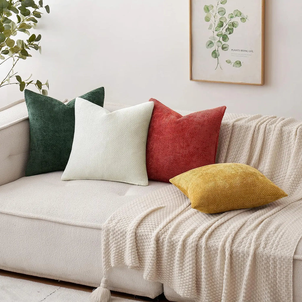 Dark Green Chenille Decorative Cushion Cover