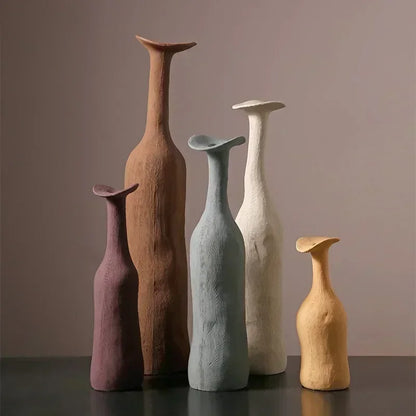 Nordic Handmade Ceramic Vase Textural Design for Modern Luxury Flower Vase Home Decor Elegant Decoration for Living Room Office