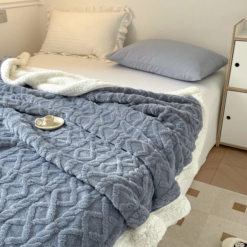 Warm Insulated Plain Milk Fleece Blanket Universal Couch Cover Multiple Sizes Option