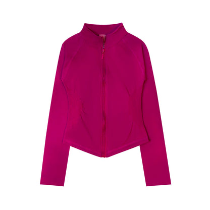 Women’s Zip-Up Sports Jacket — Seamless Long Sleeve Gym Activewear