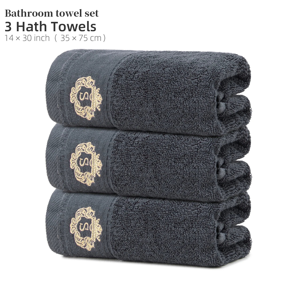 3 Pure Cotton Hair Drying Towels, 100% Cotton, Quick-Drying, Absorbent, Hair