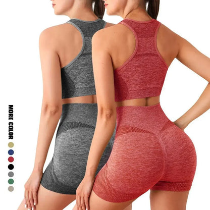 Women’s Seamless Yoga Set — Sports Bra, Shorts & Leggings