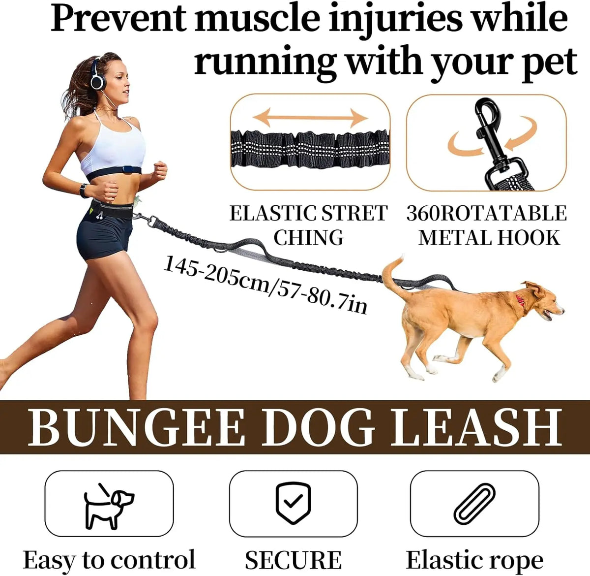 Hands-Free Running Dog Leash, Shock-Absorbing