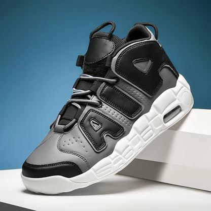 New Large-sized High-top Men's Shoes, Lightweight and Anti-slip Air Cushioned Sports Running Shoes, Casual Basketball Shoes