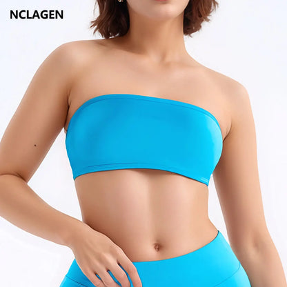 Backless Bandeau Sports Bra — Seamless Pilates & Yoga Tube Top