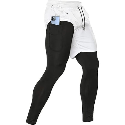 Men's Sport Pants 2 in1 Training Athletic Tracksuits Sportswear Workout Male Jogging Trousers Gym Fitness Running Pants Men