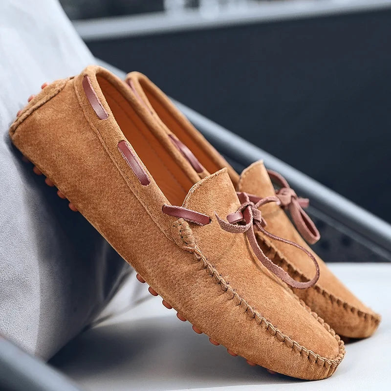 Men's Suede Loafers | Classic Leather Slip-On Driving Flats | Plus Size 38-49