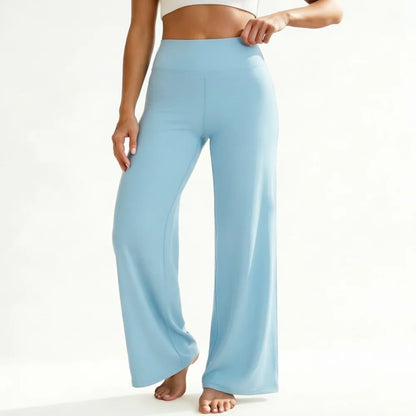 Women's High Waist Straight Leg Yoga Pants — Naked Feel Butt Lifting Ice Silk Trousers