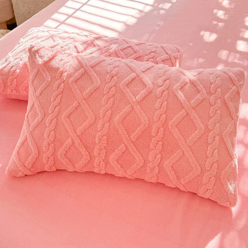 Velvet Rectangle Pillowcase, Beige, Warm Bedding