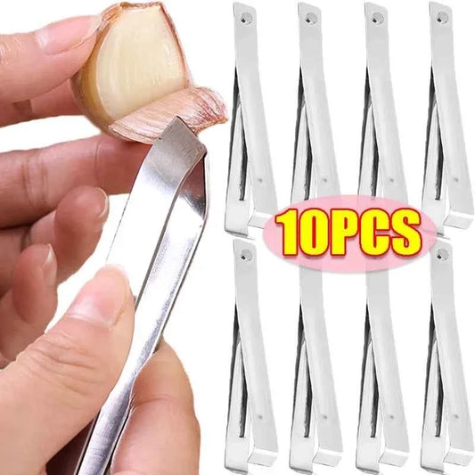 10/1pcs Stainless Steel Garlic Peeler Quickly Garlic Peeling Pig Hair Plucking Clip Manual Tweezers Gadgets Kitchen Accessories