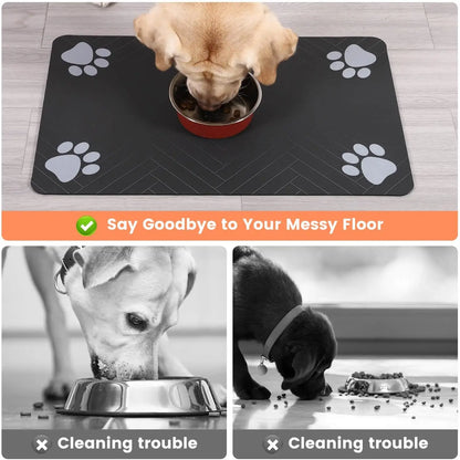 Absorbent Pet Feeding Mat — Waterproof Non-Slip Placemat for Dog & Cat Food Bowls
