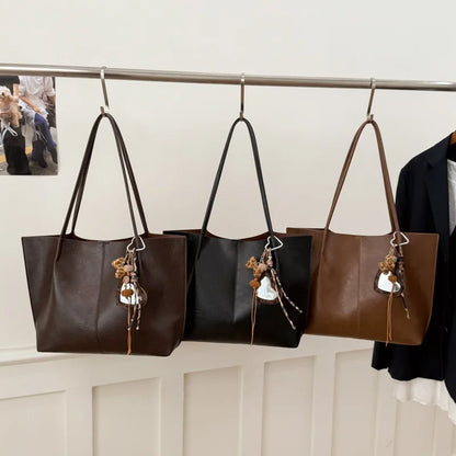 Khaki Wrinkled Faux Leather Tote, Fits 13-Inch Laptop