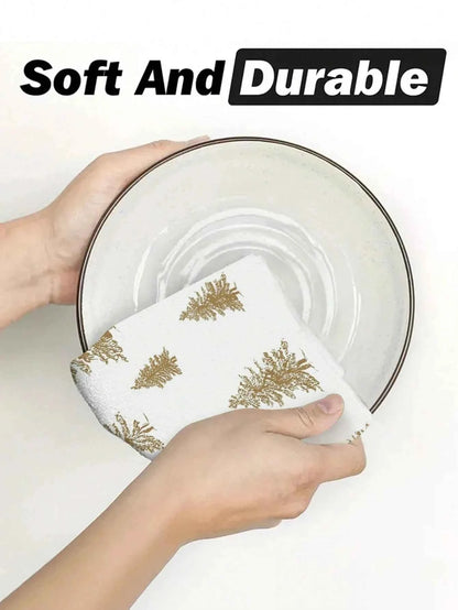 2 Pcs Christmas Towels | Fresh/Modern Style | Christmas Tree Print | Kitchen/Bath/Outdoor Party Decor & Holiday Gift