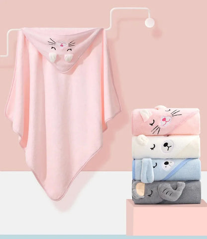 Hooded Coral Fleece Toddler Bathrobe & Towel