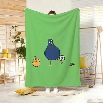 Funny Cartoon Blue Bird Series Flannel Throw Blanket Cute Bird Doing Daily Activities Cozy Soft Lightweight Blanket for Bedroom Sofa Kids Room Home Decoration
