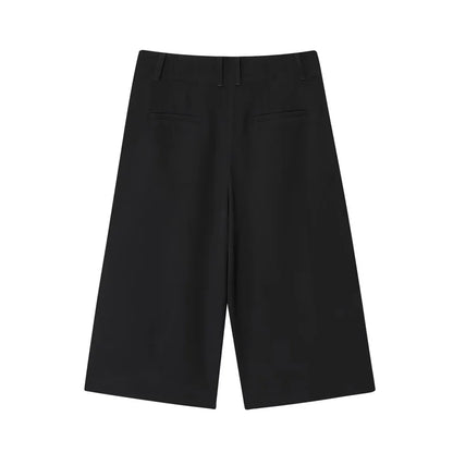 Women's Black Cropped Casual Shorts — Simple Summer Commuter Shorts
