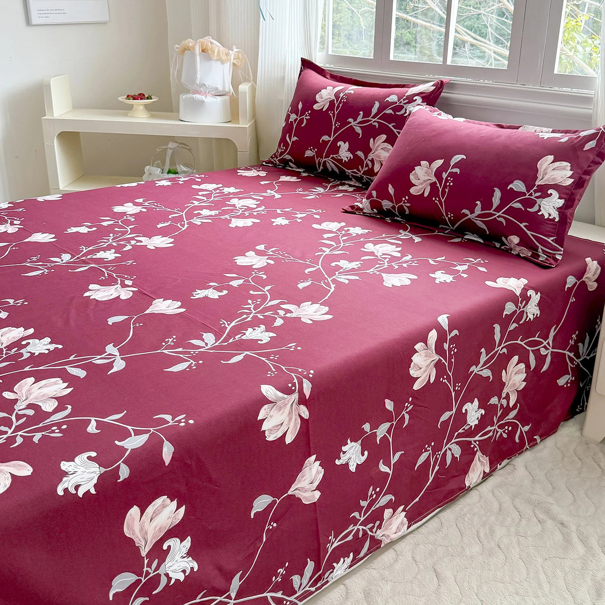 Floral Printed Flat Top Sheet | Single, Queen, King