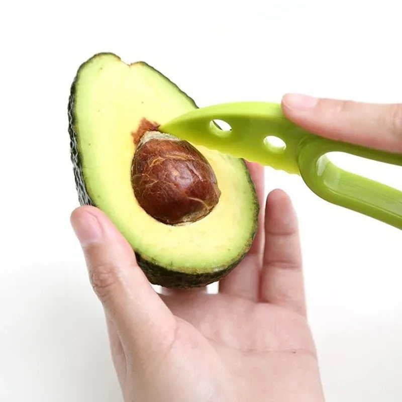 3-in-1 Avocado Slicer, Pitter & Peeler – Plastic Fruit Cutter & Pulp Separator Tool