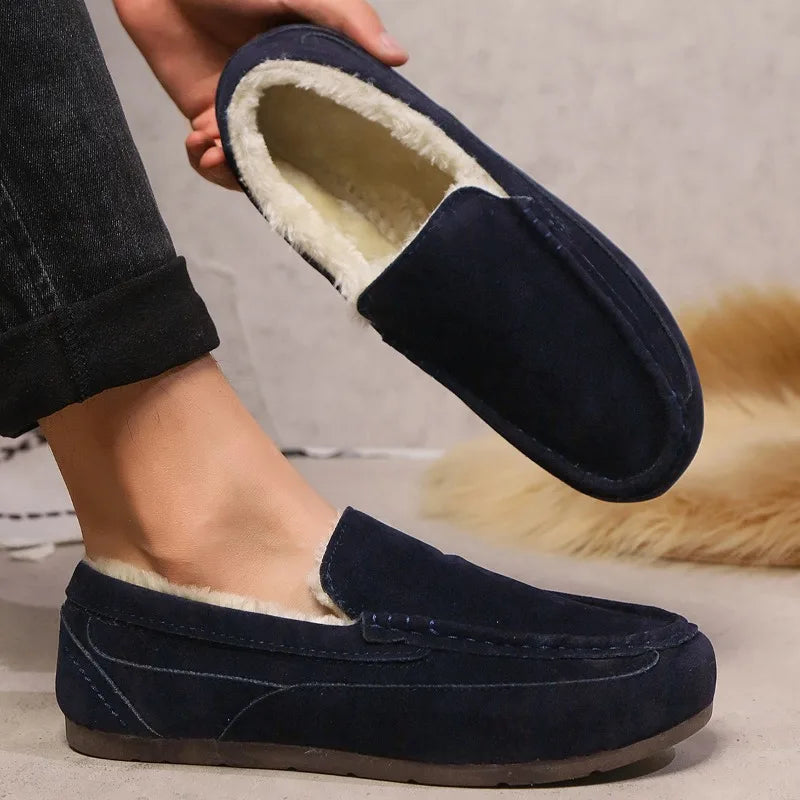 Winter Men Shoes Plush Warm Men Loafers Fashion Comfortable Casual Men Loafers Shoes Soft Sole Non-slip Sneakers Wear-resistant
