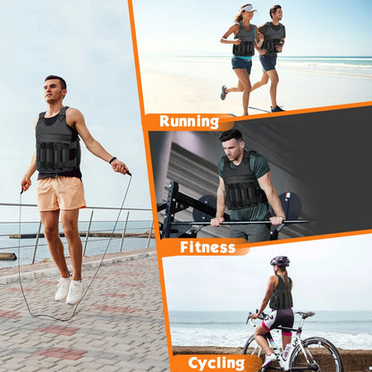 Adjustable Weighted Vest for Men And Women, Heavy Duty Weighted Vest, Black Oxford Fabric, for Strength Training, Cardio - Ergonomic Design, Muscle Building, Running Gear, Outdoor Fitness (Weight Plates Not Included)