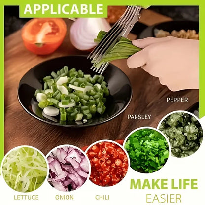 Multi-Layer Stainless Steel Kitchen Scissors for Scallion, Herb and Vegetable Cutting