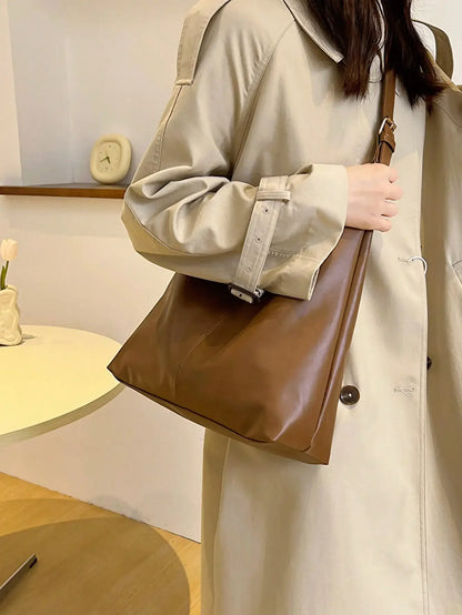 Large Capacity Solid Color Shoulder & Tote Bag