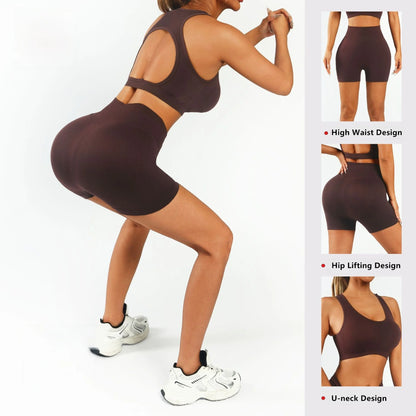 Women’s 2-Piece Workout Set — High Waist Seamless Leggings & Sports Bra