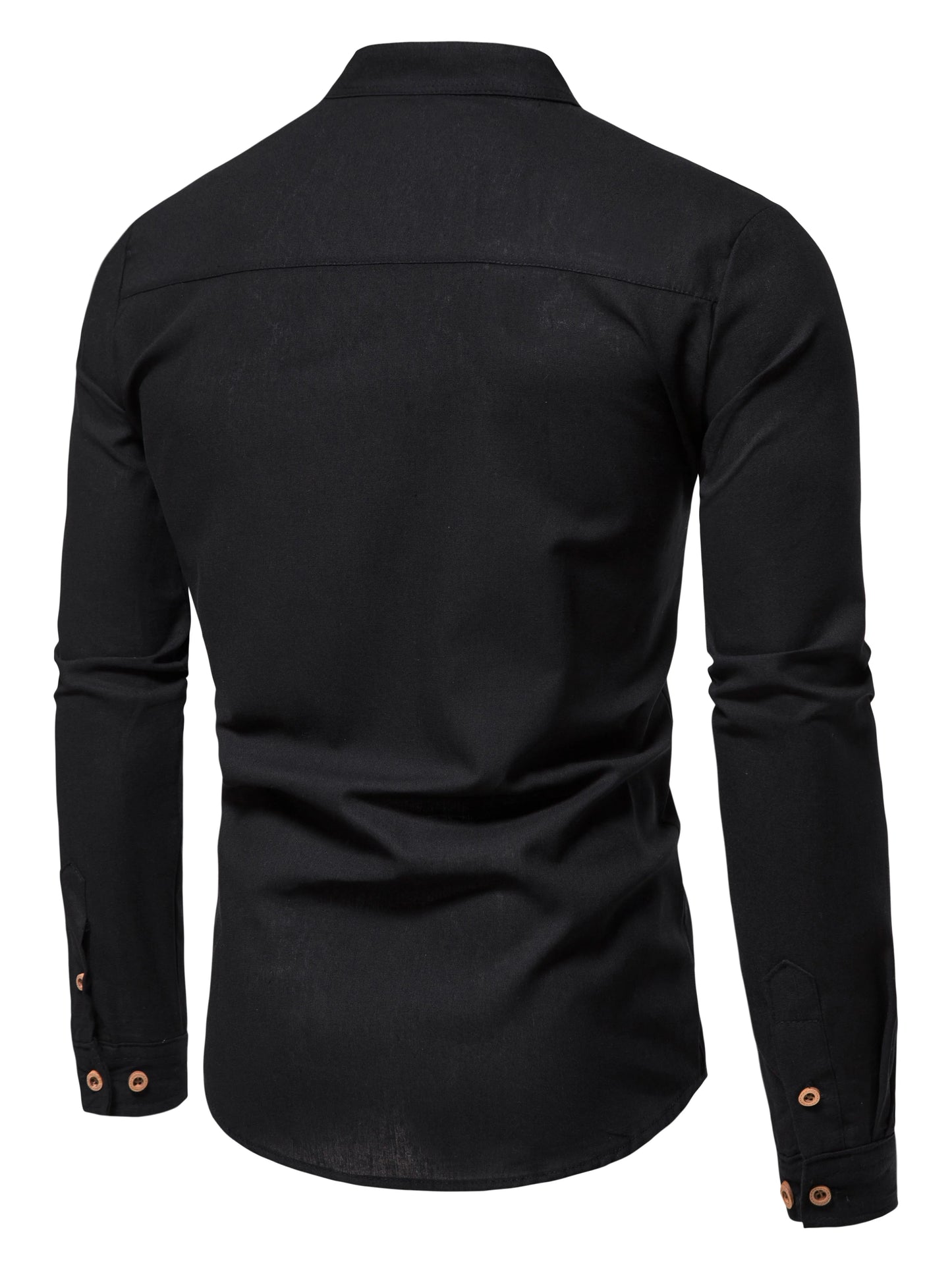 Men's Pure Cotton Slim-Fit Shirt — Elegant Long Sleeve Stand-Up Collar
