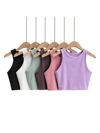 Women's Slim O-Neck Sleeveless Tank Top — Double Nylon Ladies Quality Top 6 Colors