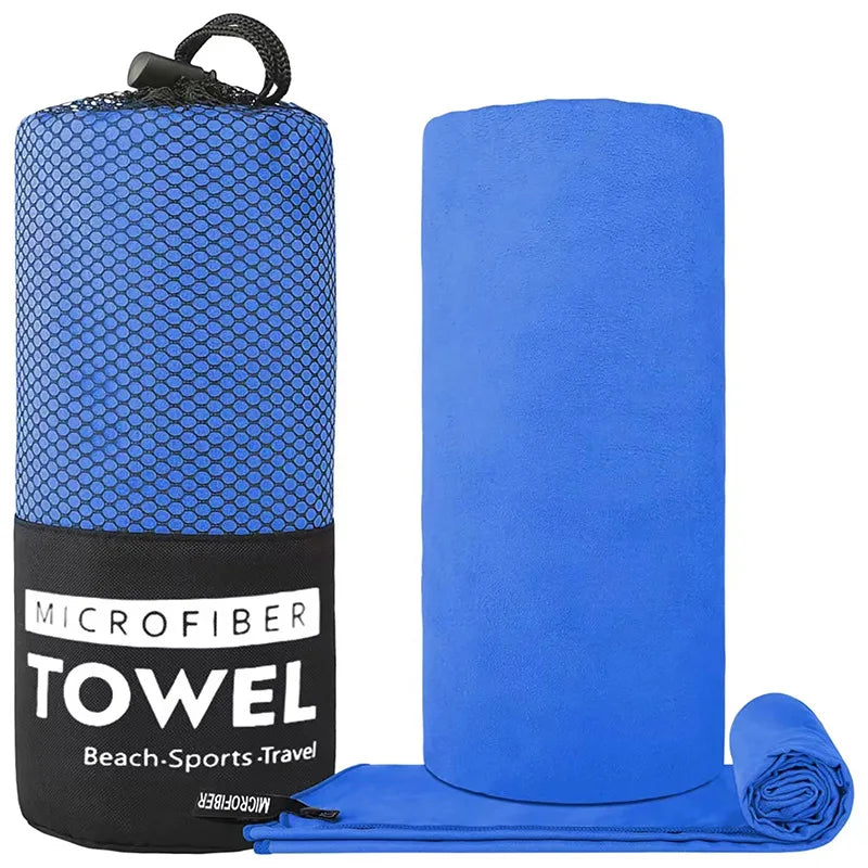 Thick Sand-Free Microfiber Sports Towel — Beach, Swim & Gym